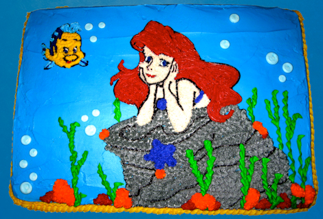 Ariel Birthday Cake on Little Mermaid Sheet Cake   Creations By Skip
